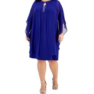 Elegant Blue Cape Dress